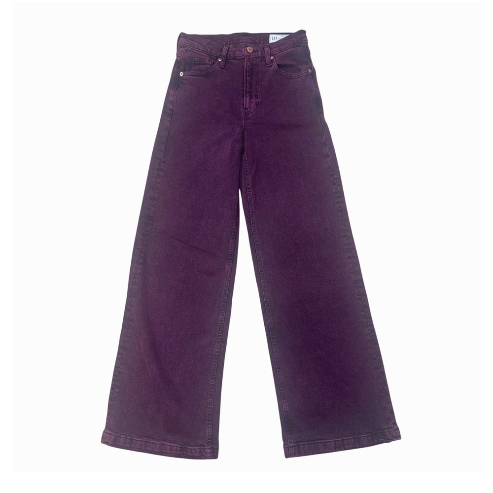 Gap High Rise Stride Jeans Purple Acid Wash Wide Leg Denim 25/0 R NEW